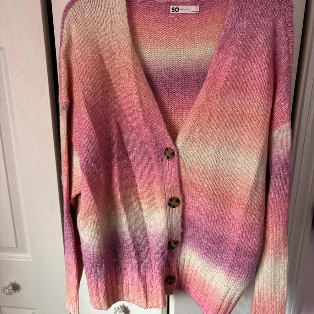 SO Women's Pink and Purple Ombre Cardigan